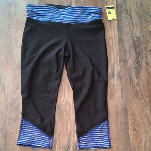 Xersion Blue and Black Fitted Capri NWT